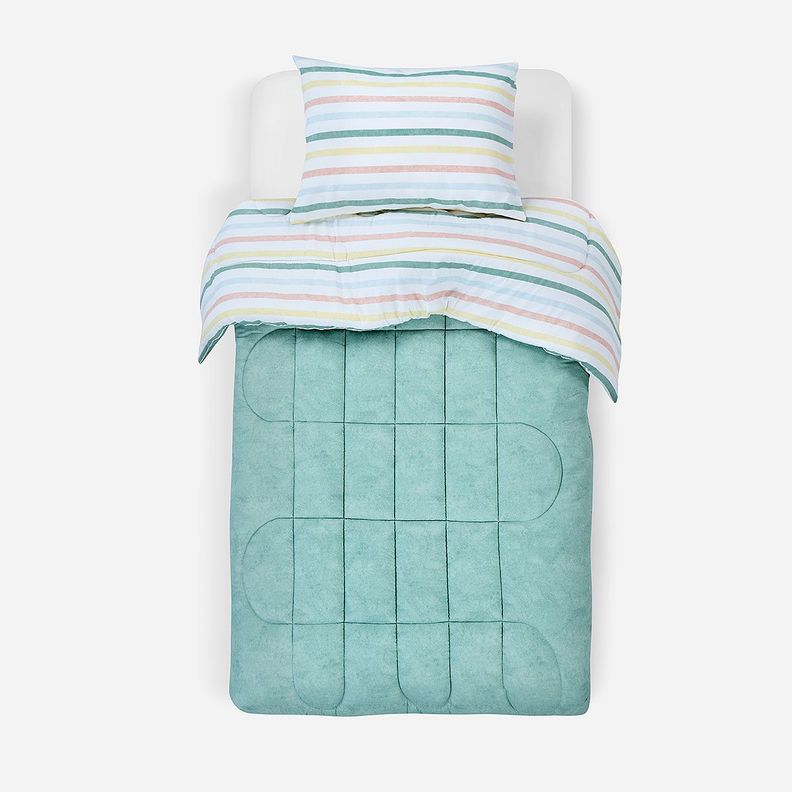 Plumón Reversible Soft Touch Anselmo Verde 1,5 Plazas-1