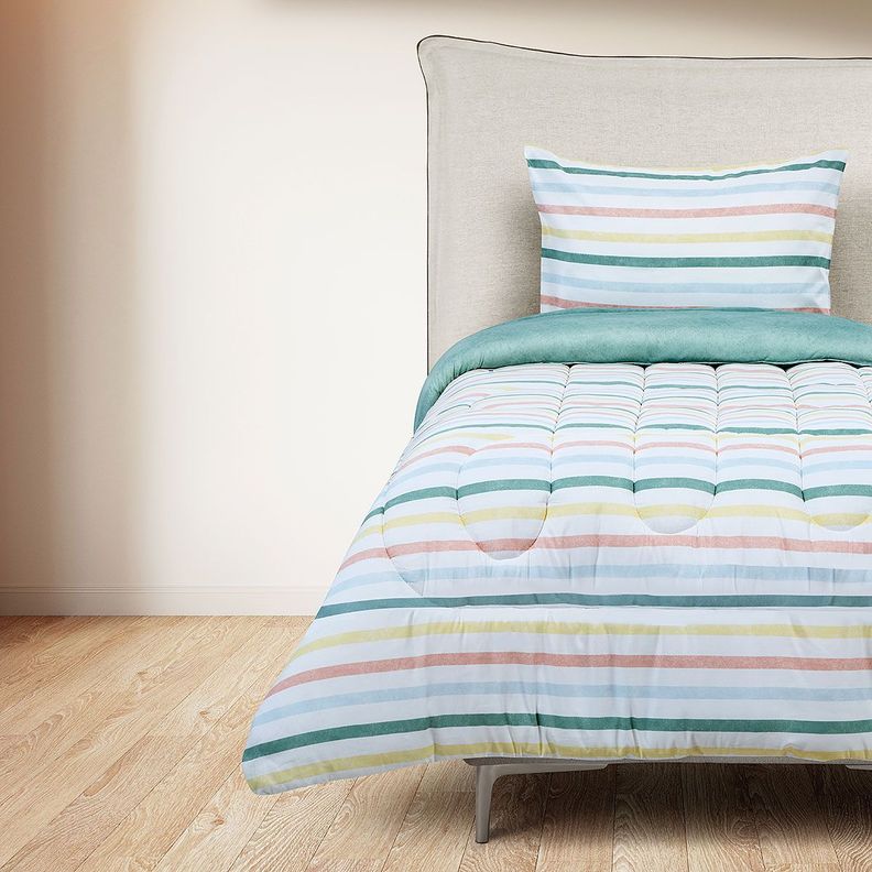 Plumón Reversible Soft Touch Anselmo Verde 1,5 Plazas-2
