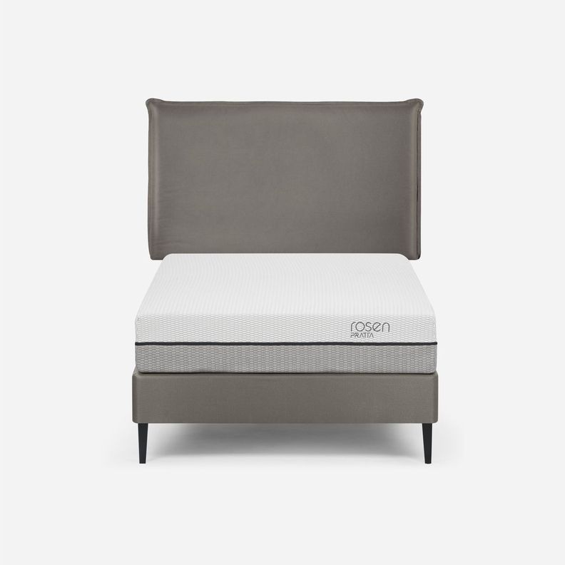 Cama Europea Pratta 1 Plaza Pata Acero + Respaldo Maurice Gris