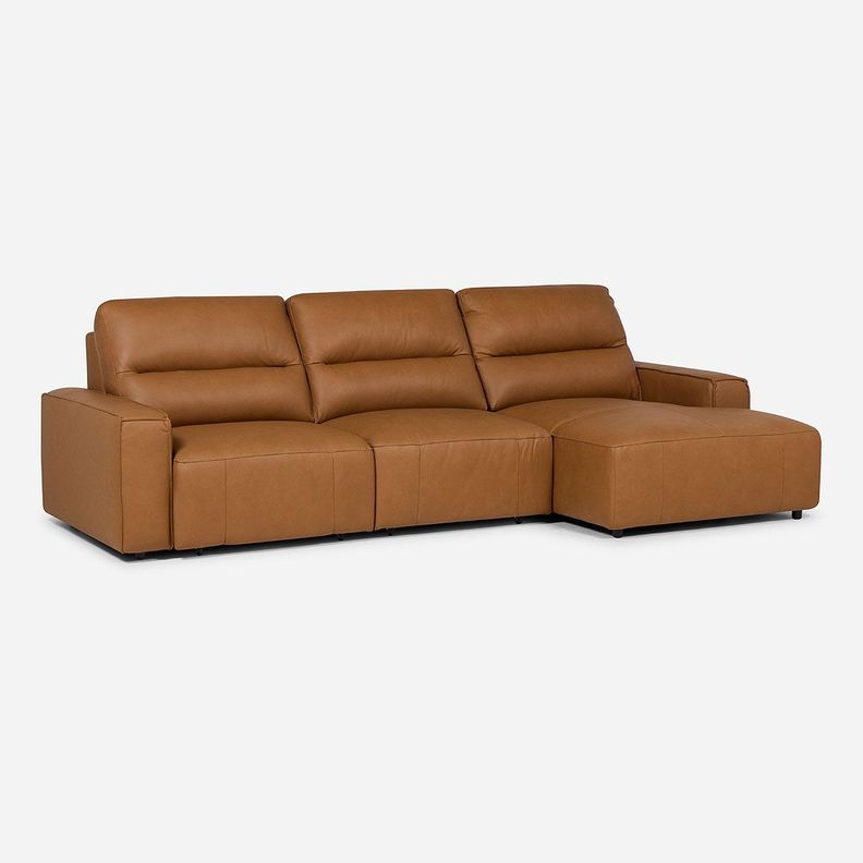 Sofá Seccional Reclinable Rosen Derecho Limber Cuero Camel-0