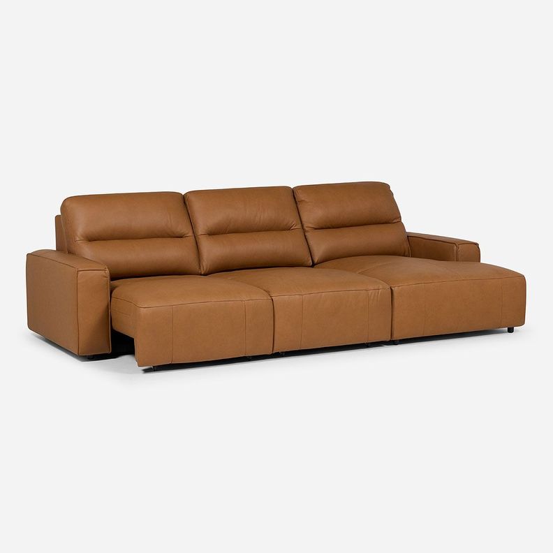 Sofá Seccional Reclinable Rosen Derecho Limber Cuero Camel-2