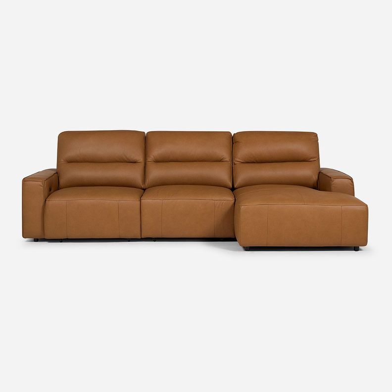 Sofá Seccional Reclinable Rosen Derecho Limber Cuero Camel-3