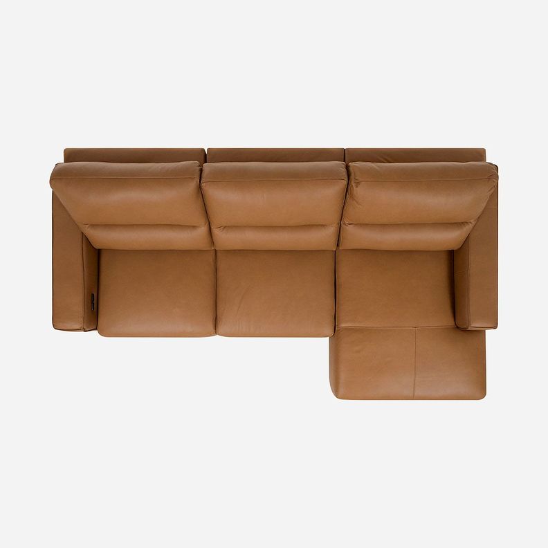 Sofá Seccional Reclinable Rosen Derecho Limber Cuero Camel-4