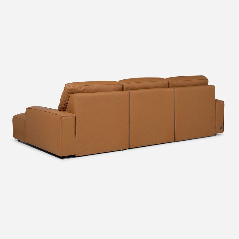 Sofá Seccional Reclinable Rosen Derecho Limber Cuero Camel-5