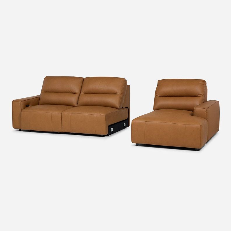 Sofá Seccional Reclinable Rosen Derecho Limber Cuero Camel-7