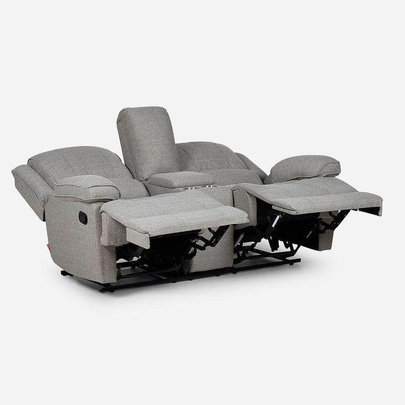 Sofá Reclinable Tess con Posavasos Manual Tela 2 Cuerpo Gris-0