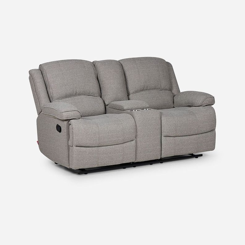 Sofá Reclinable Tess con Posavasos Manual Tela 2 Cuerpo Gris-1