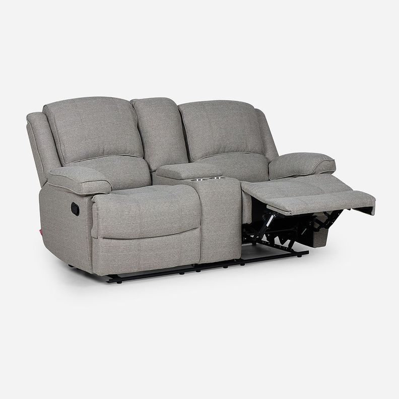 Sofá Reclinable Tess con Posavasos Manual Tela 2 Cuerpo Gris-2