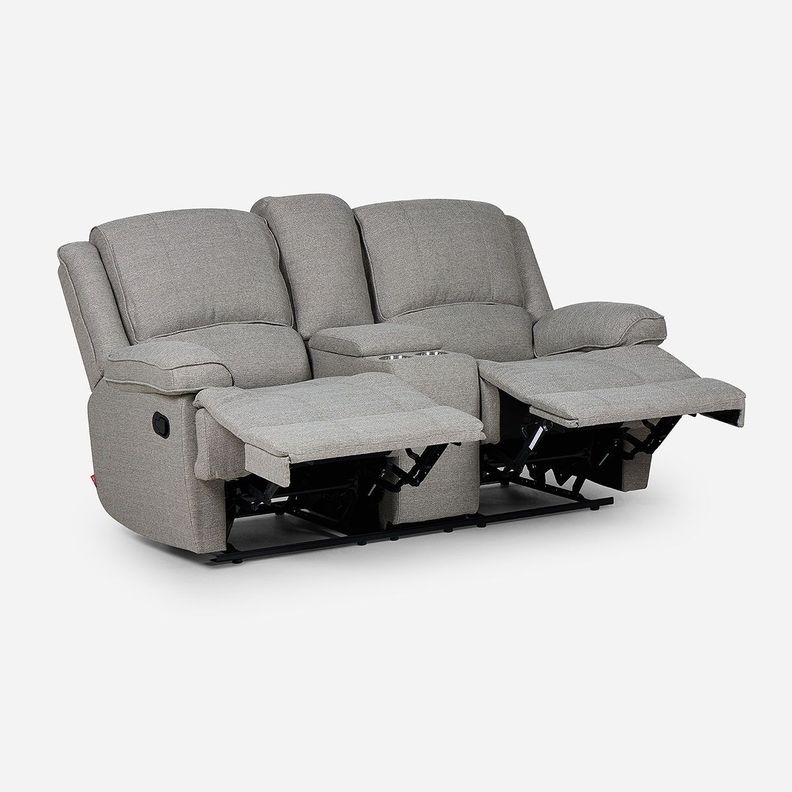 Sofá Reclinable Tess con Posavasos Manual Tela 2 Cuerpo Gris-3