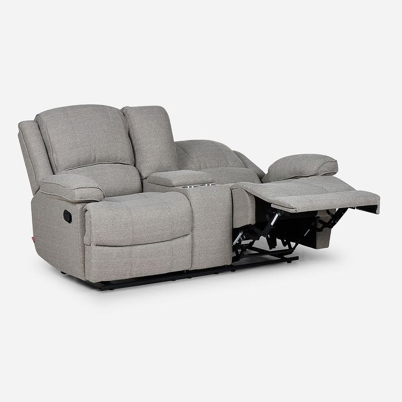 Sofá Reclinable Tess con Posavasos Manual Tela 2 Cuerpo Gris-4