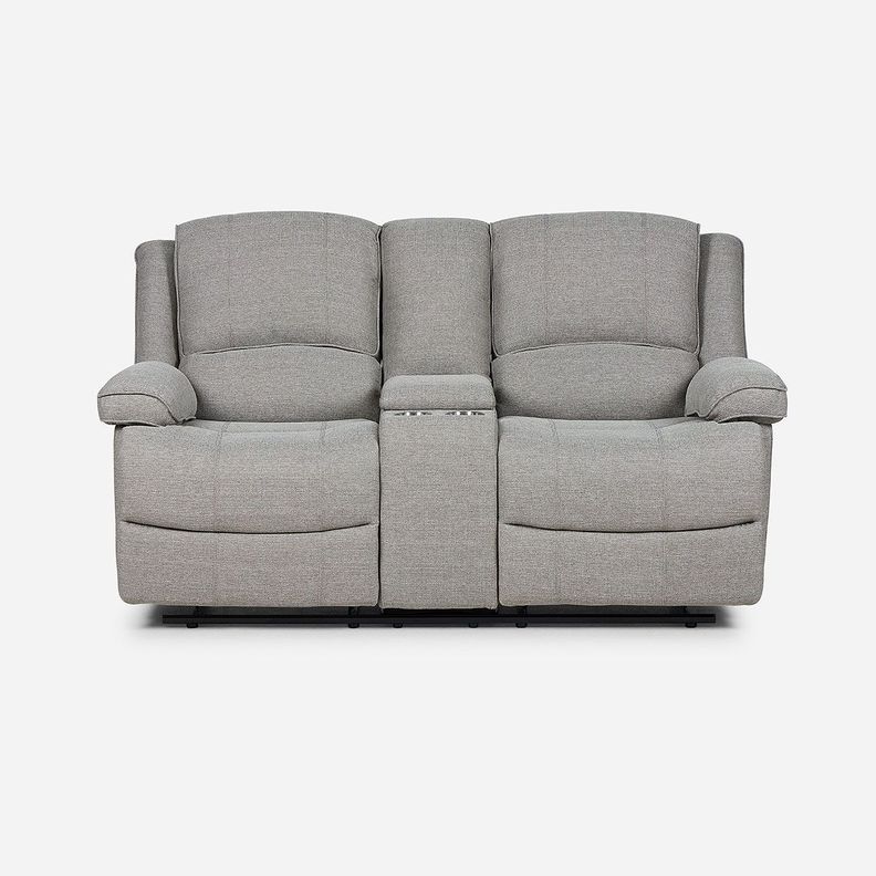 Sofá Reclinable Tess con Posavasos Manual Tela 2 Cuerpo Gris-5