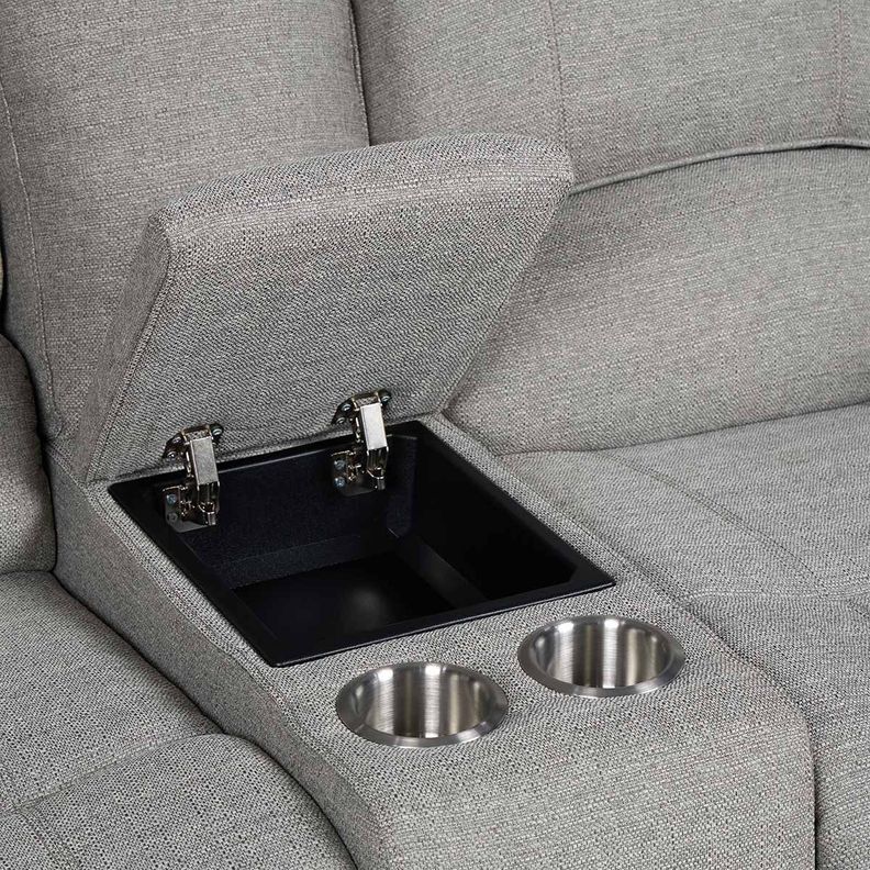 Sofá Reclinable Tess con Posavasos Manual Tela 2 Cuerpo Gris-6