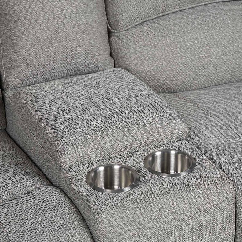 Sofá Reclinable Tess con Posavasos Manual Tela 2 Cuerpo Gris-7