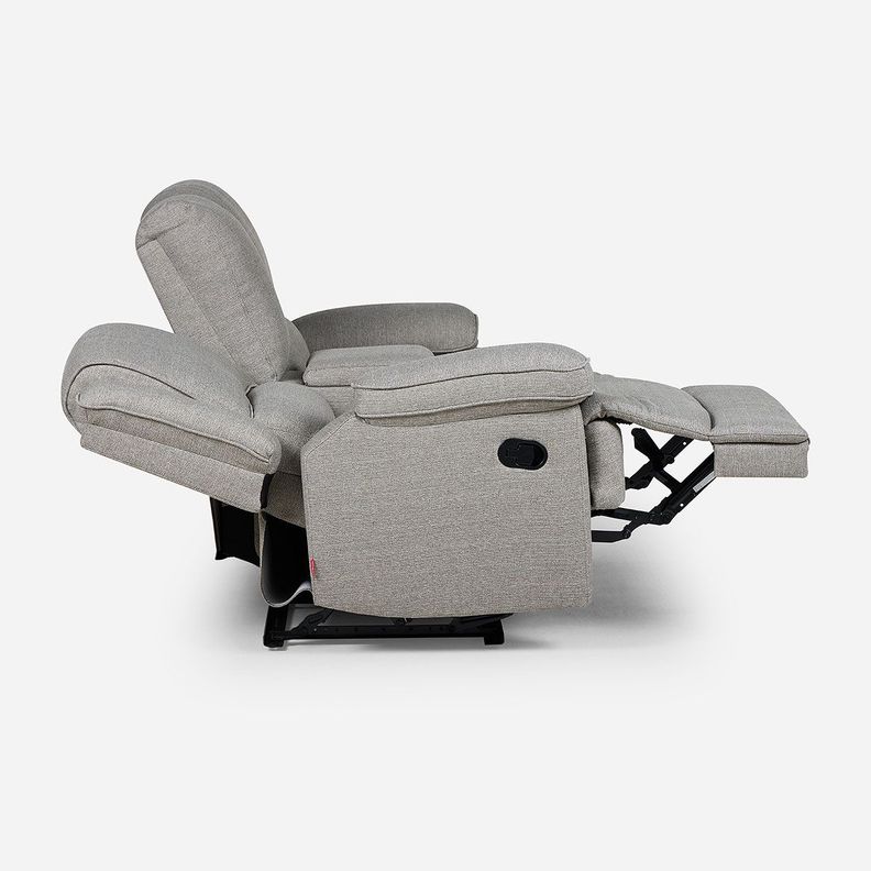 Sofá Reclinable Tess con Posavasos Manual Tela 2 Cuerpo Gris-8