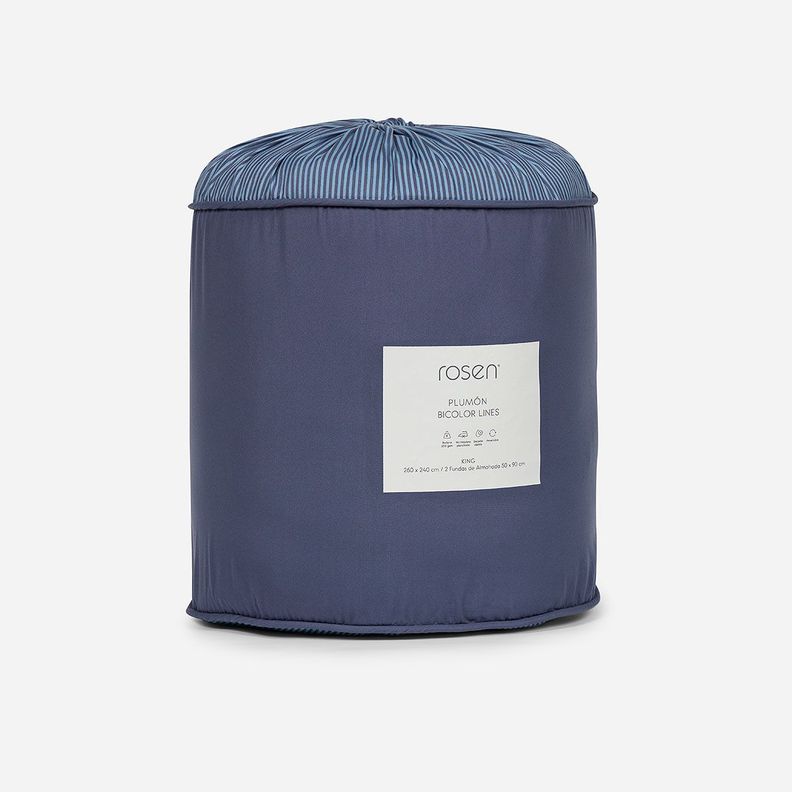 Plumón Bicolor Lines Reversible Denim 2 Plazas-6