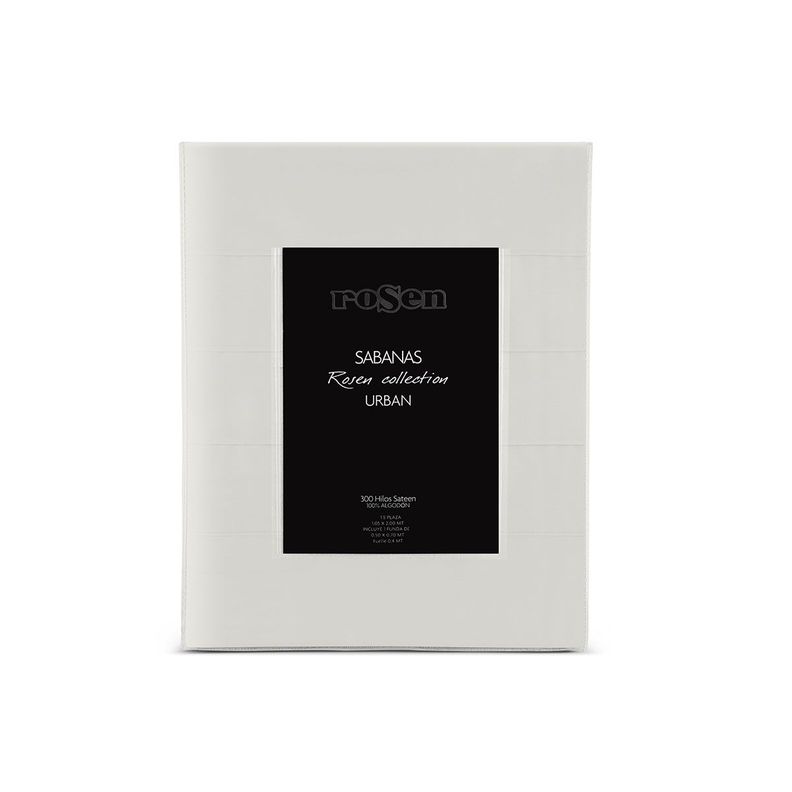 Sábana Rosen 300 Hilos Algodón Lisa Gris 1,5 Plazas-3