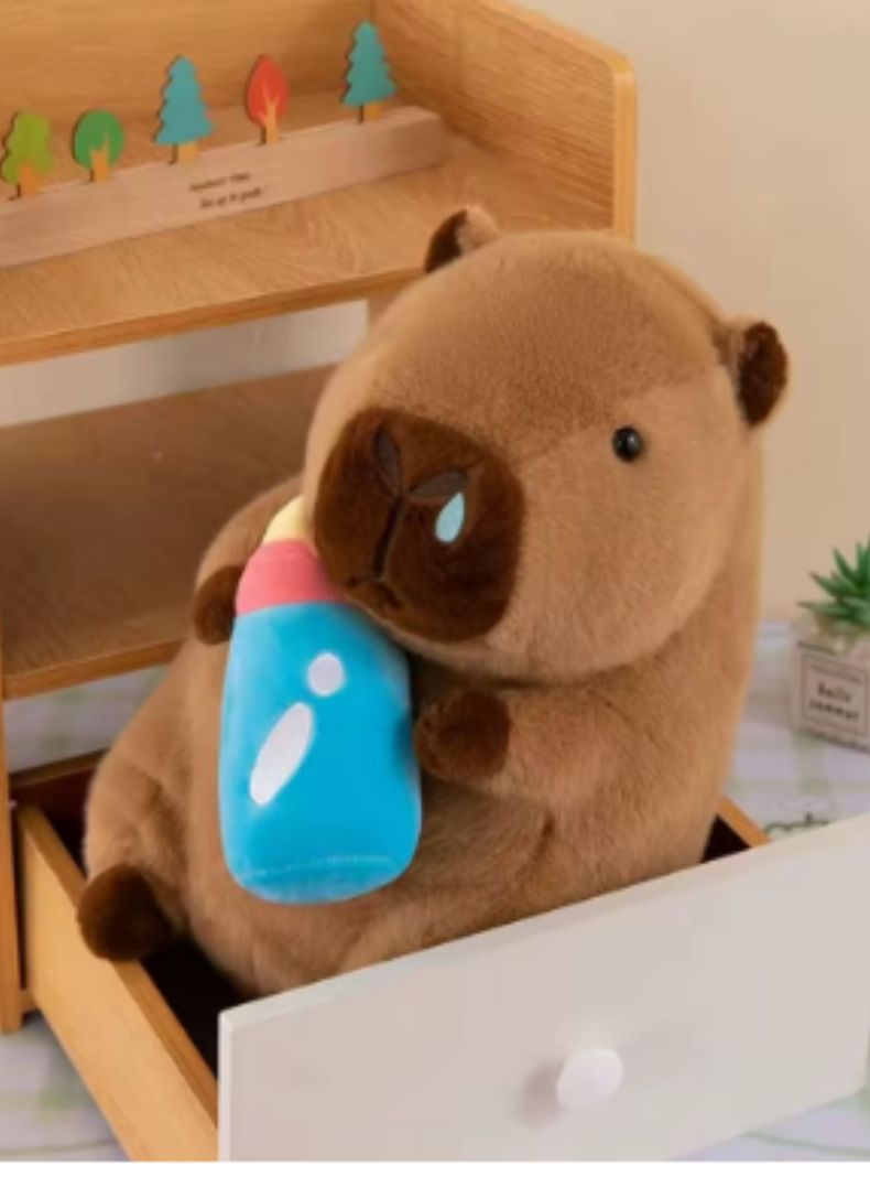 hermoso peluche capibara con Biberon 23 cm tierno amigable suave-1