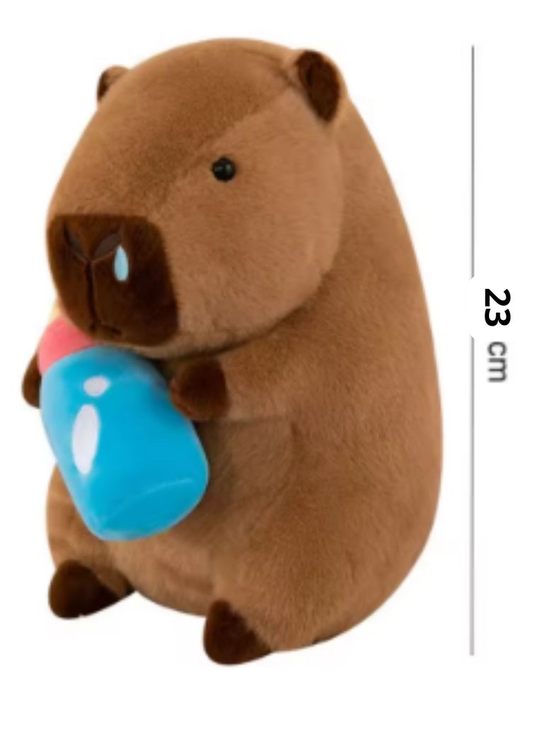 hermoso peluche capibara con Biberon 23 cm tierno amigable suave-2