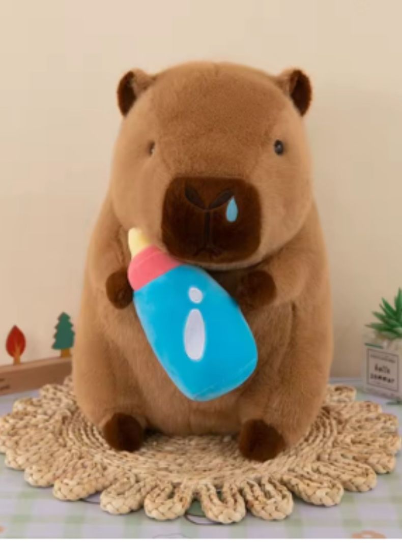 hermoso peluche capibara con Biberon 23 cm tierno amigable suave-3