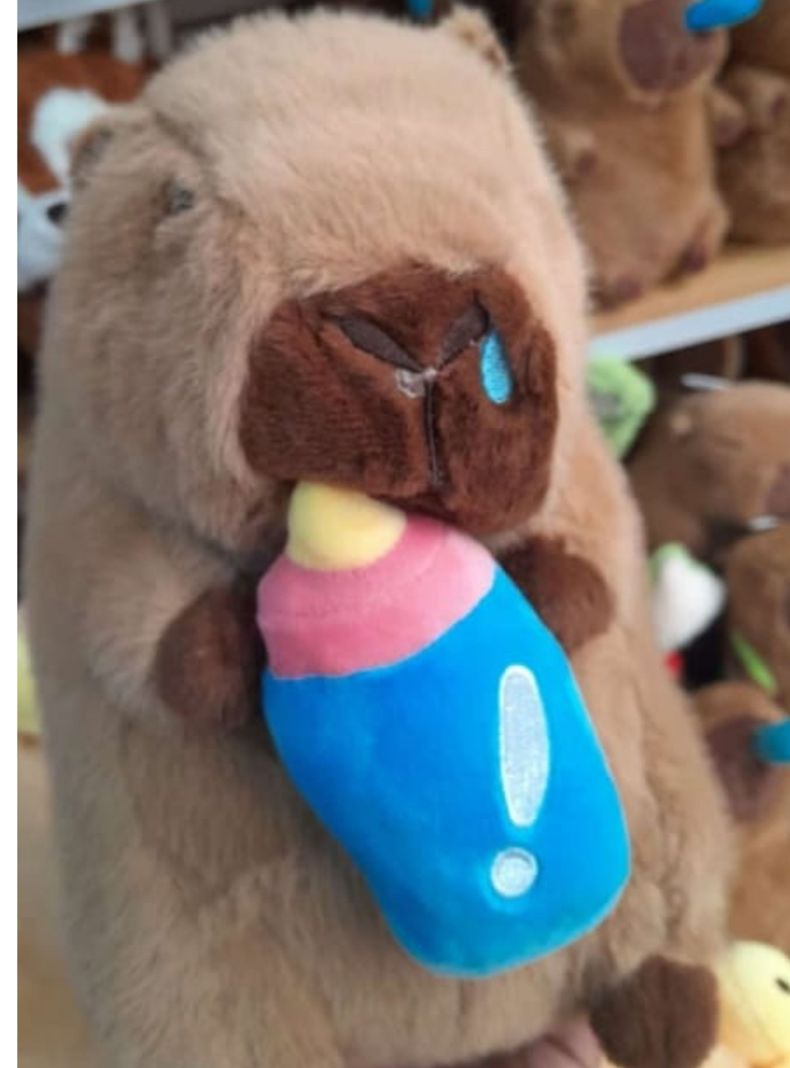 hermoso peluche capibara con Biberon 23 cm tierno amigable suave-4