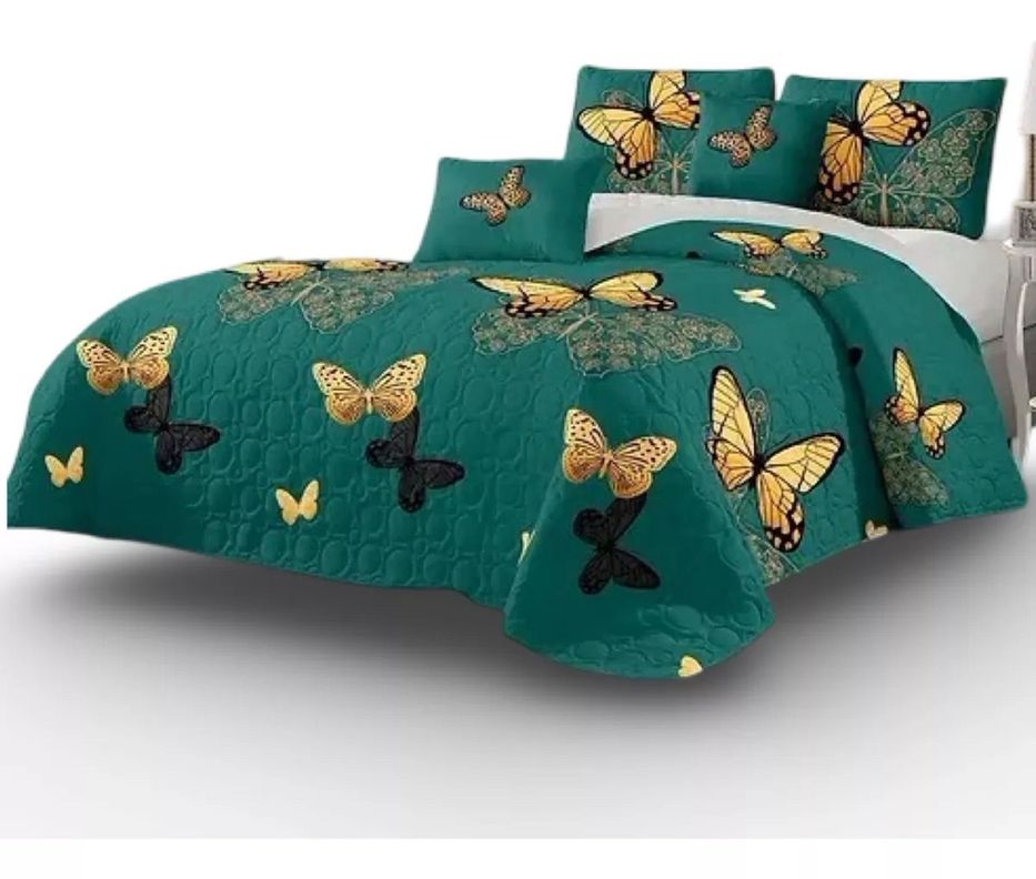 cubrecama king verde mariposa quilt delgado de verano gsol-0