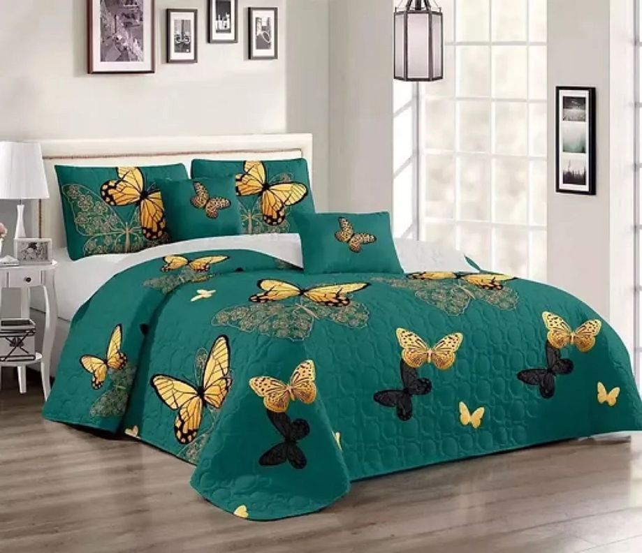 cubrecama king verde mariposa quilt delgado de verano gsol-2