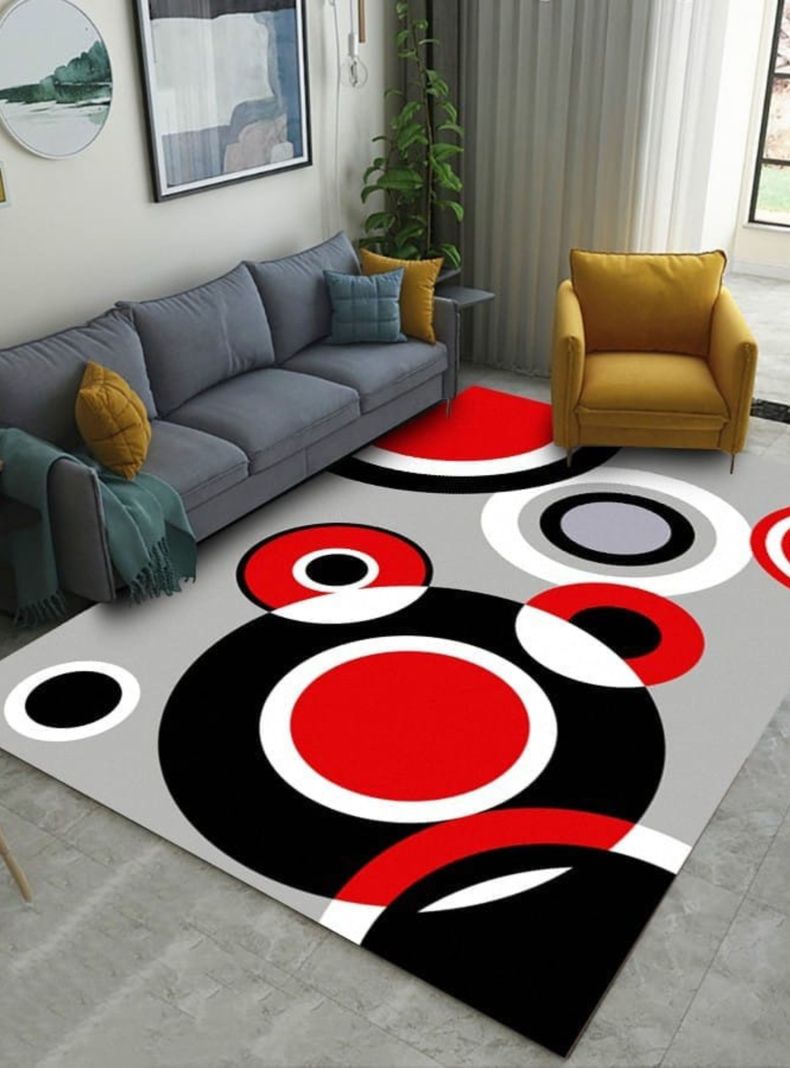 ALFOMBRA CIRCULO ROJO 200X240 LISA DELGADA ANTIDESLIZANTE TF-0