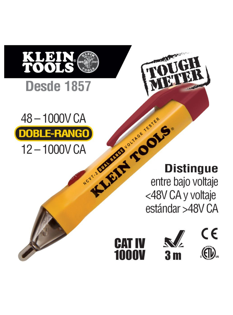 DETECTOR DE VOLTAJE DUAL SIN CONTACTO KLEIN TOOLS NCVT-2P-1