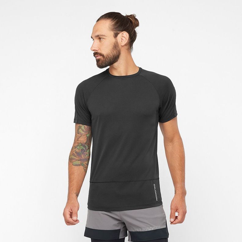 Polera Hombre Cross Run Ss Tee M Deep Black Salomon-1