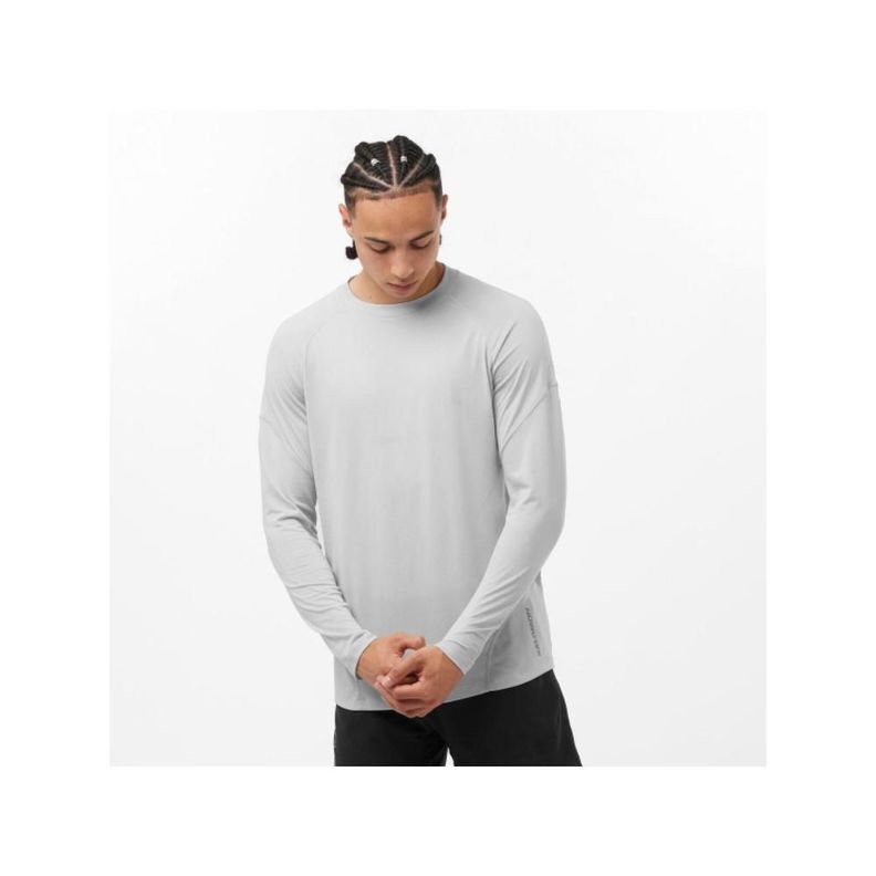 Polera Hombre Cross Run Ls Tee M Gris Claro Salomon-1