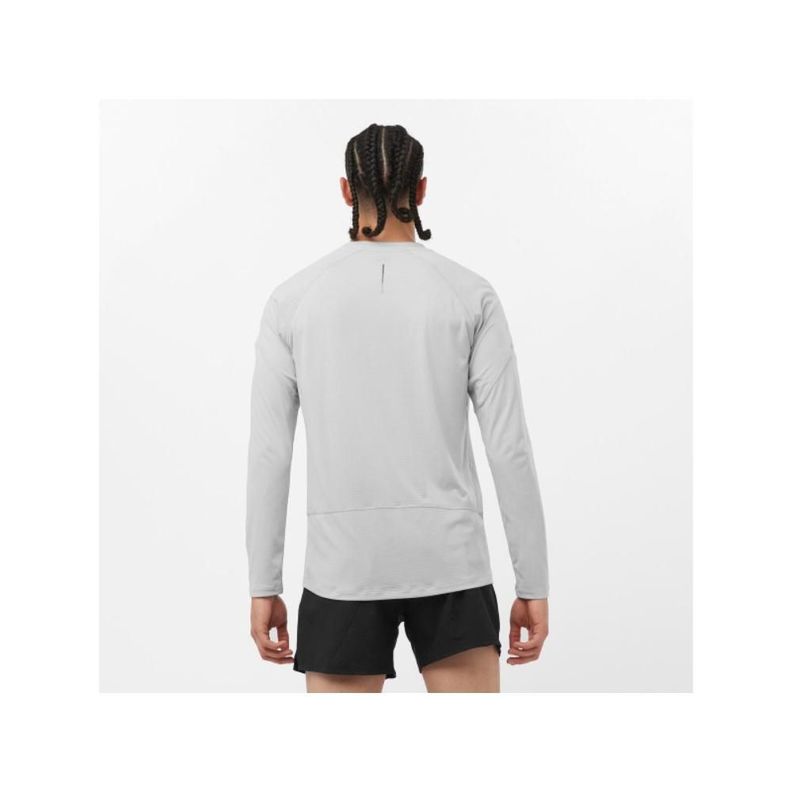 Polera Hombre Cross Run Ls Tee M Gris Claro Salomon-2
