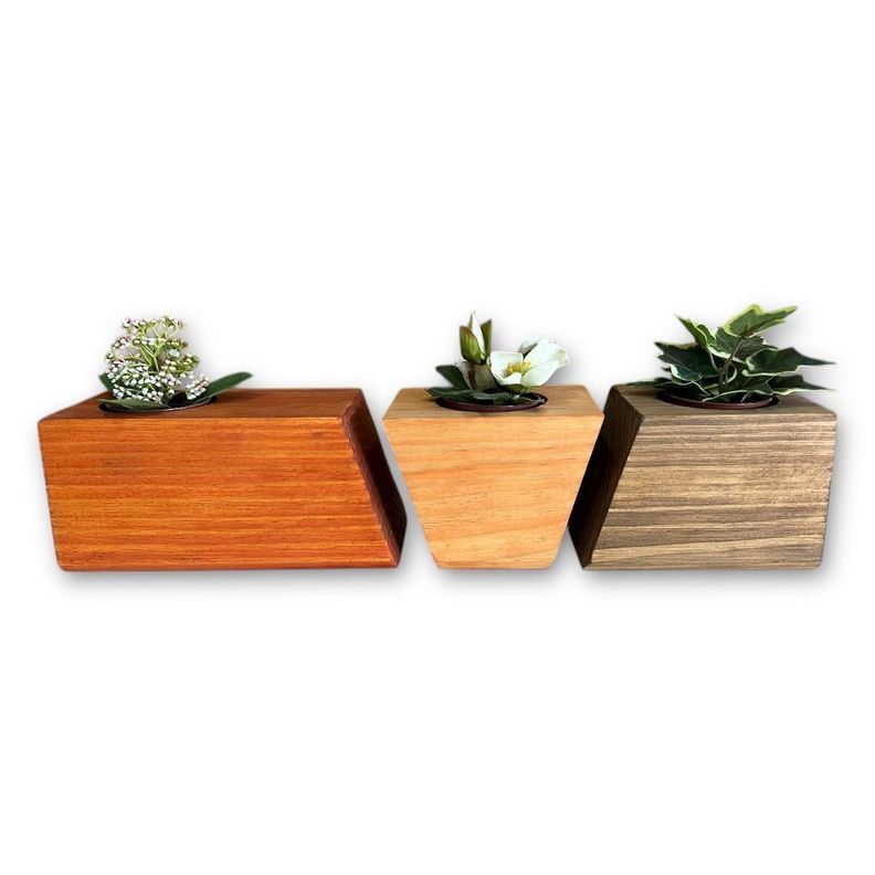 Porta macetero lingot3 de madera para suculentas estilo tricolor-0