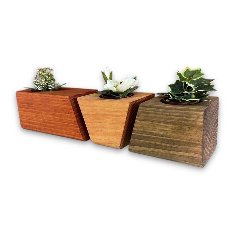 Porta macetero lingot3 de madera para suculentas estilo tricolor-1