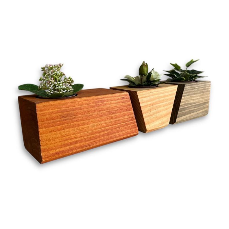 Porta macetero lingot3 de madera para suculentas estilo tricolor-2
