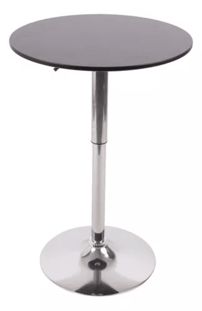 Mesa Centro Bar Altura Regulable 60cm Diámetro Negra
