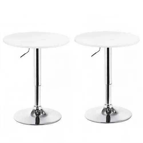 Pack 2 Mesas Centro Bar Altura Regulable 60cm Diámetro Blanca