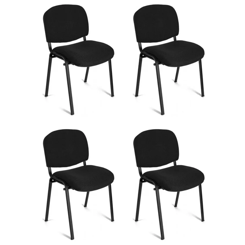 Pack 4 Sillas Meeting ISO Lino Negra para Oficina y Sala de Reuniones