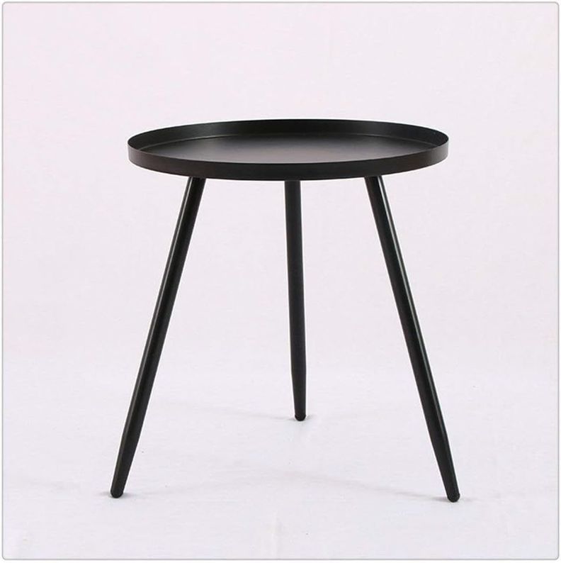 Mesa Lateral Auxiliar Centro Metalica Redonda 42x42x45cm Negro