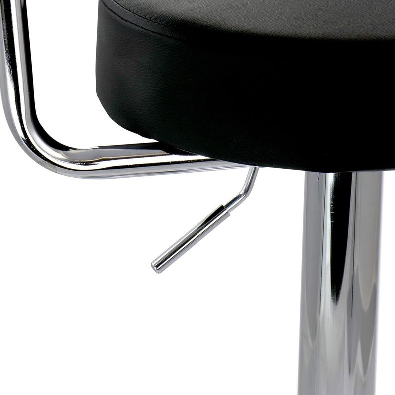 Pack 2 Taburete Piso Bar Altura Regulable Con Respaldo Negro-1