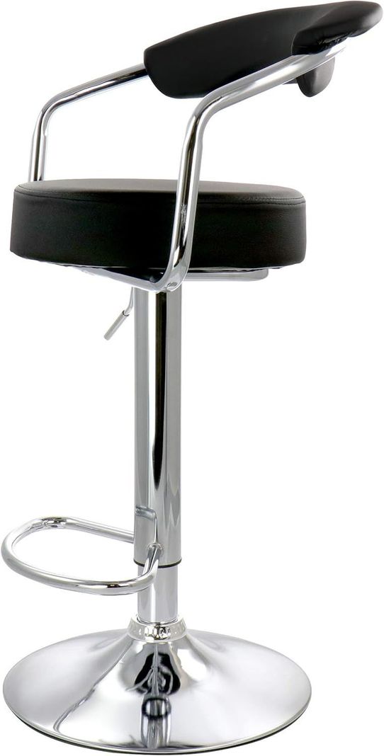 Pack 2 Taburete Piso Bar Altura Regulable Con Respaldo Negro-2
