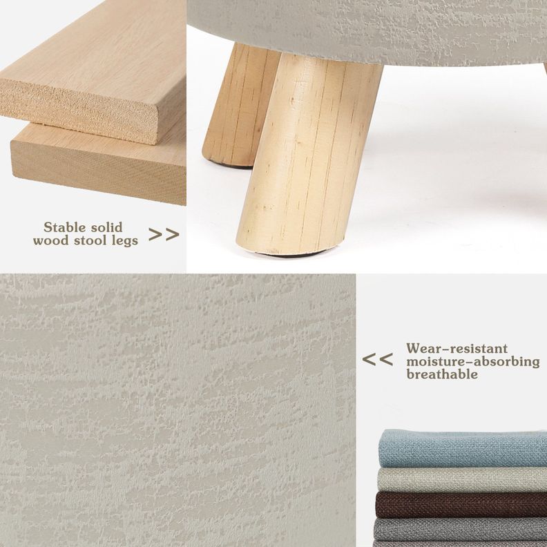 Pack 2 Puff Redondo De Terciopelo Con Patas De Madera-2