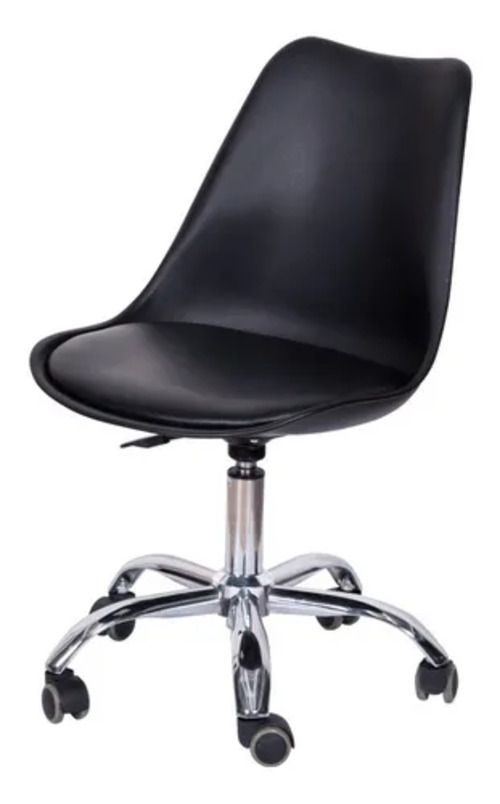Silla De Escritorio Tulip Eames Acolchada Giratoria Negra