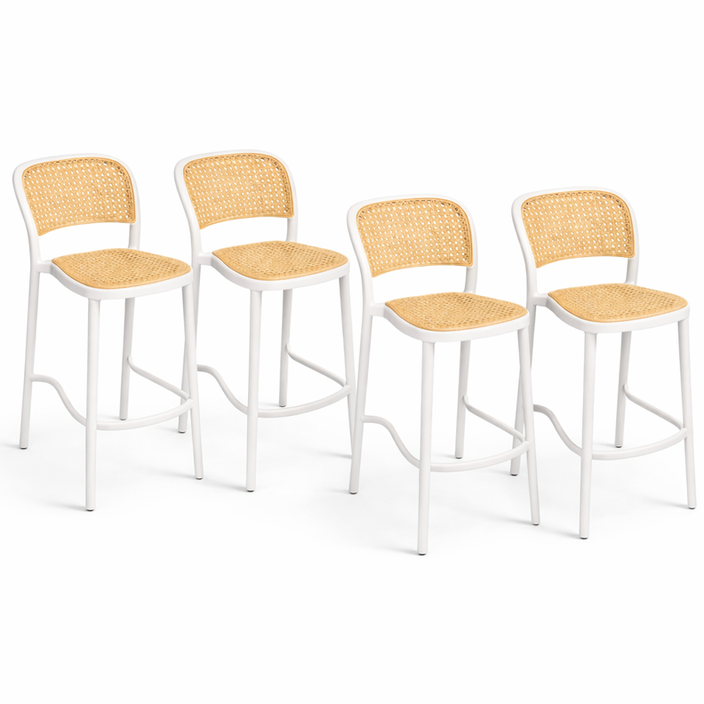 Pack 4 Taburetes Delta Piso De Bar O Terraza 66cm Blancos