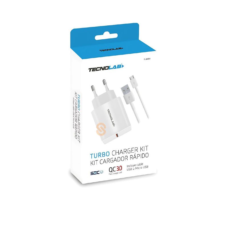 Cargador Rápido Qc 3.0 Con Cable Micro Usb Negro - SC-1