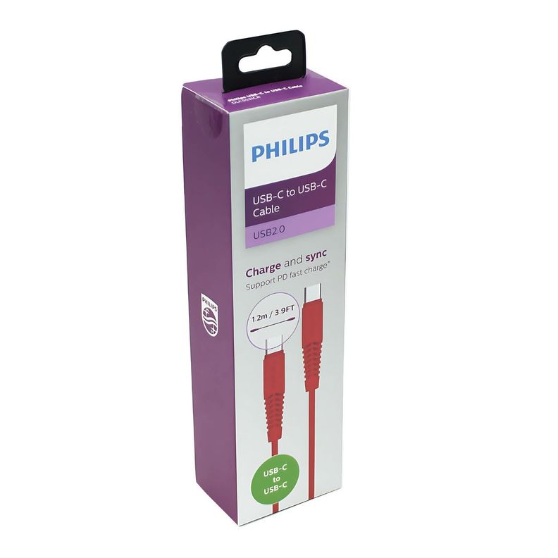 Cable Usb-c A Usb-c 1.2m Rojo Philips Dlc5531r - SC-0