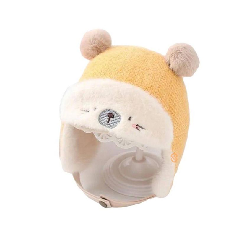 Gorro Para Bebe Con Cubre Orejas Osito Amarillo - Shopyclick-0
