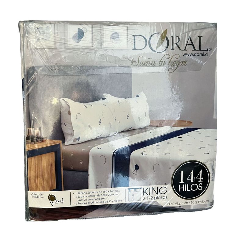 Sábanas Estampadas 144 Hilos King Diseño Gris - Shopyclick-0