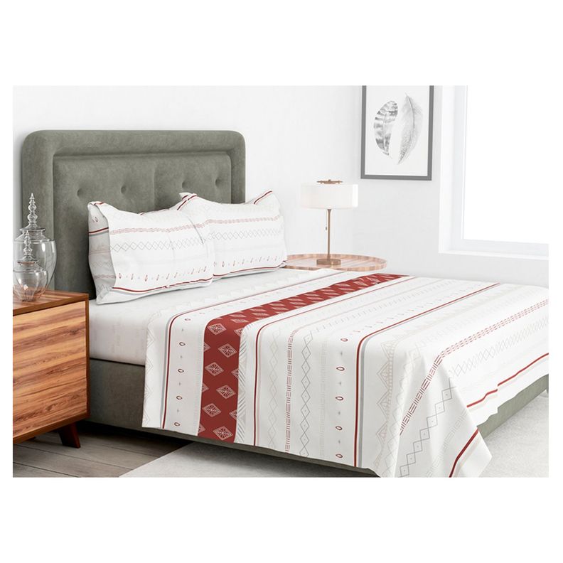 Sábanas Estampadas 144 Hilos 1.5 Plazas Rojo - Shopyclick-0