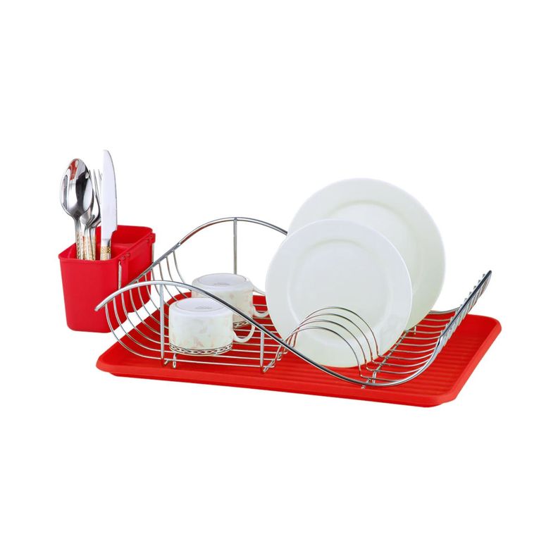 Secaplatos Con Bandeja De Goteo Arizona Rojo - Shopyclick-0
