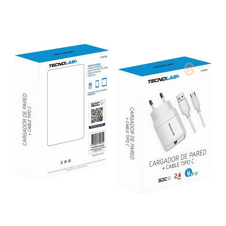 Cargador De Pared 2.4a + Cable Tipo-c Certificado - SC-2